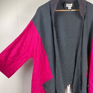 Artka Pink Navy Blue Polka‎ Dot Kimono Wrap Jacket Topper One Size